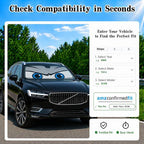 Car Windshield Sun Shade, Universal Fit Midsized Sedan SUV, Cool Gray | 63 x 31.5" Windshield Cover, Foldable Front Window Sunshade, UV Heat Protection, Cute Eyes Series