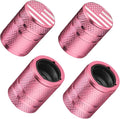 Tire Valve Stem Caps - (4 Pack) American Flag Metal Air Caps with Plastic Liner, Durable, Corrosion Resistant and Leak-Proof, Universal Fit for Cars, Trucks, Motorcycles, and Bikes - Pink