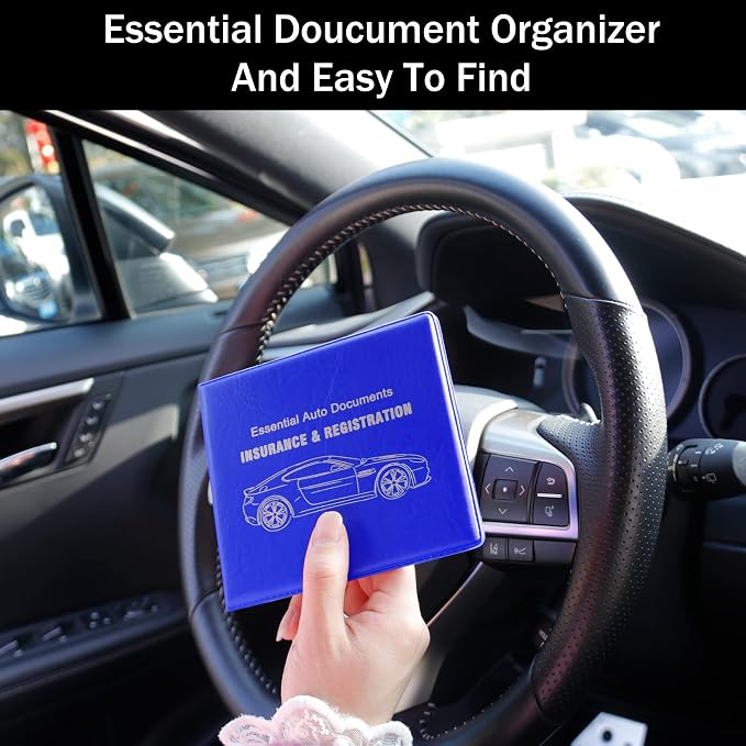 Car Registration and Insurance Card Holder, Vehicle Glove Box Car Organizer, Interior Car Accessories for Documents, Cards, License - 2 Pack