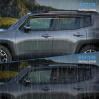 Window Rain Guards for Jeep Renegade 2015 2016 2017 2018 2019 2020 2021 2022 2023 2024, Window Wind Deflectors Vent Visors, Tape on-4PCS