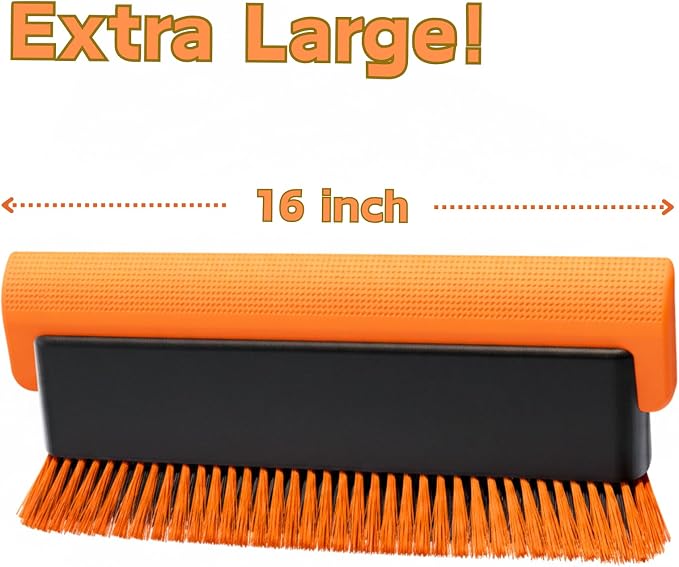 16" Large Snow Brush for Car Windshield,Non-Scratch Snow Scraper,55" Extendable Snow Broom with Foam Grip,Snow Remover for Cars, Truck, SUV (Orange, 16 inch)
