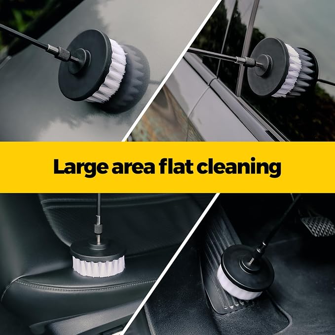 6Pack Drill Brush Power Scrubber Cleaning Brush Extended Long Attachment Set All Purpose Drill Scrub Brushes Kit for Grout, Floor, Tub, Shower, Tile, Bathroom and Kitchen Surface White | 5 head sizes, white nylon fibers, power scrubber attachme...