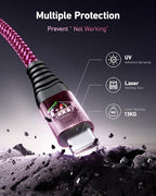 USB to USB C Cable 60W Fast Charging [2 Pack 6FT], USB A to USB C Cable for CarPlay, Durable Braided USB Type C iPhone Charger USBC Cord for iPhone 17/16/15/Pro Max, Samsung Galaxy S23 and More-Rose