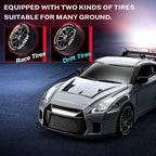 RC Drift Car, 1:24 Remote Control Car for Kids, 20KM/H 4WD High Speed RC Cars with Lights, Extra Racing Tires, Vehicle for Adults Boys Girls, Gray