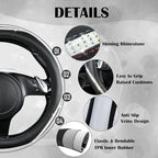 Bling Diamond Black Leather Steering Wheel Cover, Studded Crystal Rhinestones Universal Fit 14" 1/2-15" Glitter for Women Sparkle Girl Fit Suvs,Vans,Sedans,Car,Trucks, Multicolor Diamond