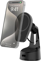 MPQMWD Charge Pro Qi2 MagSafe Charger Car Mount, 15W Fast Magnetic Wireless Charging Suction Cup Phone Holder for Dashboard/Windshield Compatible with iPhone 16/15/14/13/12 Pro Max Plus, S25