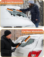 27" Aluminum Snow Brush with Ice Scrapers for Car Windshield and Window | Car Snow Scraper and Brush with Ergonomic Foam Grip Winter Accessories (Orange, Red, Green) (3 Pack)