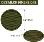 Car Cup Coaster, 4PCS Universal Non-Slip Cup Holders Embedded in Ornaments Coaster, Car Interior Accessories, Olive Green