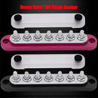 7 x M6 (1/4") Studs Power Distribution Block Bus Bar 12V, 5.9" HD 150A Marine BusBar Battery Distribution Block W/Cover for Car Boat Solar (Red & Black)