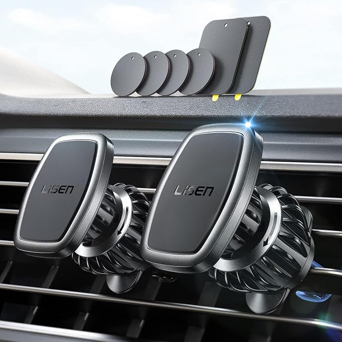 2 Pack Magnetic Phone Holder for Your Car Magnet for Phone Car Mount Vent 6 Military Magnets Vent Cell Phone Holder Mount for Car Plate Fit All, Gifts for Women Men, Car Accessories