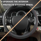 Microfiber Leather Steering Wheel Cover for Honda Accord,Civic,CR-V,HR-V,Pilot(Black+Red Line-Standard Size)