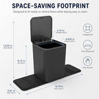 Mini Car Trash Can with Press Lid, Leakproof One-Piece Design, ABS Plastic Garbage Bin with Stainless Steel Spring for Auto Interior (Black)