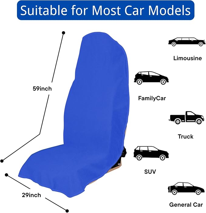 Waterproof Car Seat Cover for Front Seats, Protector for Cars SUVs Trucks, Sweat Towel Seat Covers Bucket for Gym,Workout,Beach,Hiking,Running Swimming (Blue, 1PC)