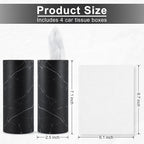 Tissue Holder, 4 Pack Car Cup Holder Facial Tissues with Travel Tissue Bag, Quick and Convenient Flower Combination Car Tissue Box(4 Canisters/200 Tissues) Black