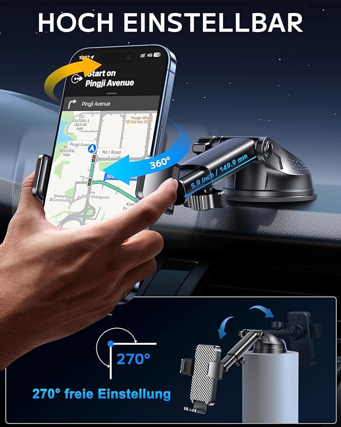 Mobile Phone Holder Car Mobile Phone Holder Car Universal Mobile Phone Holder Car 360° Rotatable Car Mobile Phone Holder Dashboard Windscreen Mobile Phone Holder Car for iPhone Android Smartphone