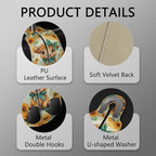 2PCS Car Hooks for Purses Bags, Highland Cow Cattle Artwork Modern Seat Back Storage Headrest Holder Hanger PU Leather Double Metal Backseat Organizer, Women Car Accessories Organization
