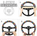Retro Abstract Steering Wheel Covers Anti-Slip Elasticity Car Accessories Steering Wheel Protector Universal 15 Inch for Cars SUV Vehicle Truck