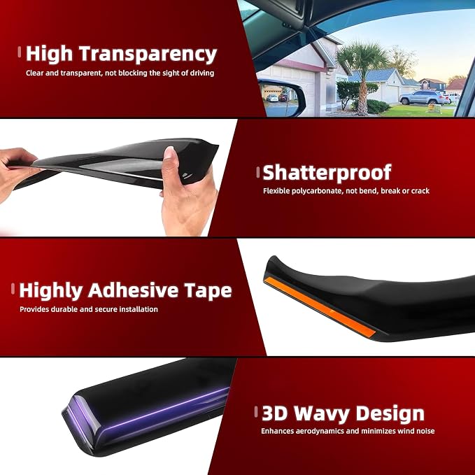 4pcs in-Channel Window Visors Rain Guards Fit for Volkswagen Tiguan 2018-2024, Smoke Tinted Vent Shades Wind Deflectors 2019 2020 2021 2022 2023 2024, Exterior Car Accessories