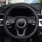 Black Steering Wheel Cover, Universal 15 inch, Microfiber Leather Black, Soft and Odorless, Durable Leather Cover with Anti-Slip Lining