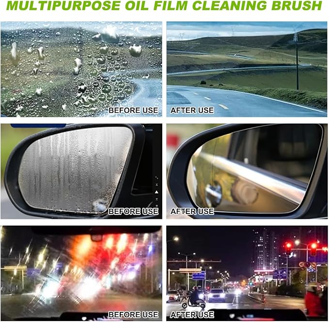 1-Pack Oil Film Remover Brush – Rainproof & Anti-Fog Windshield Cleaner Tool for Car Glass | Streak-Free Visibility, Easy Grip Design