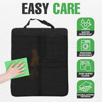 Back Seat Cover for Kids + 4 Pocket Storage Organizer, 2 Pack X-Large Waterproof Kick Mats Backseat Protector, Car Seat Back Protectors for Vehicles to Protect from Dirt, Mud & Scratches