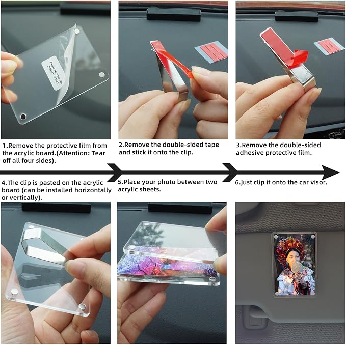 2Pcs Car Picture Holder, Suitable for car Visor, Universal for Any Vehicle Model, Show Personal or Family Photos, Great Gift for Drivers, Car Accessories, Polaroid Photo Frame, 3.5"X2.4"