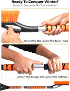 43" Ice Scrapers for Car Windshield | 3 Parts Detachable Telescopic Snow Brush for Car, Trucks, SUV | Long Snow Scraper with Brush | Car Winter Accessories