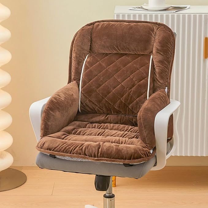Office Heated Seat Cushion for Desk Chair,Upgraded Lumbar Support Seat for Cushions for Dorm Desk Chair with Back, USB Interface, 3-Speed Temperature Control (Brown)
