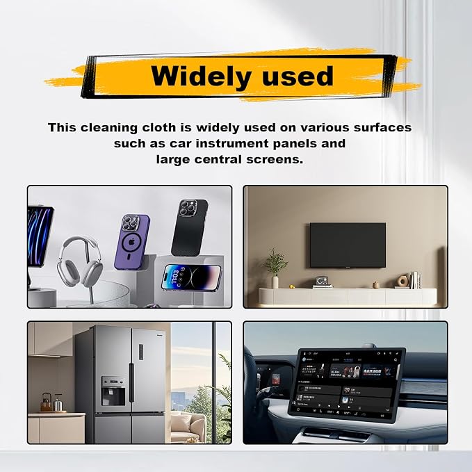 Car Screen Cleaner, Car Accessories Car Screen Wipes, Microfiber Auto Screen Cleaning Pad, Touch Screen Cleaner for Car, Fit for Car Dashboard LCD Display Interior Car Accessories(Black gray)