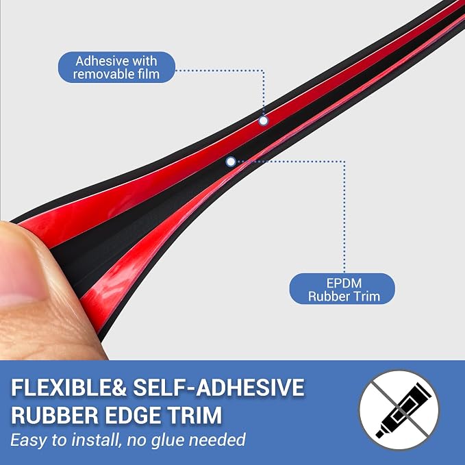 Rubber Edge Trim, Flexible Baby Proof Edge Protector for Sharp Edge, 1/8"(3mm) U Channel Edge Trim, Self-Adhesive Edge Guards for Glass, Plywood and Sheet Metal Parts, 10Ft, Black Color