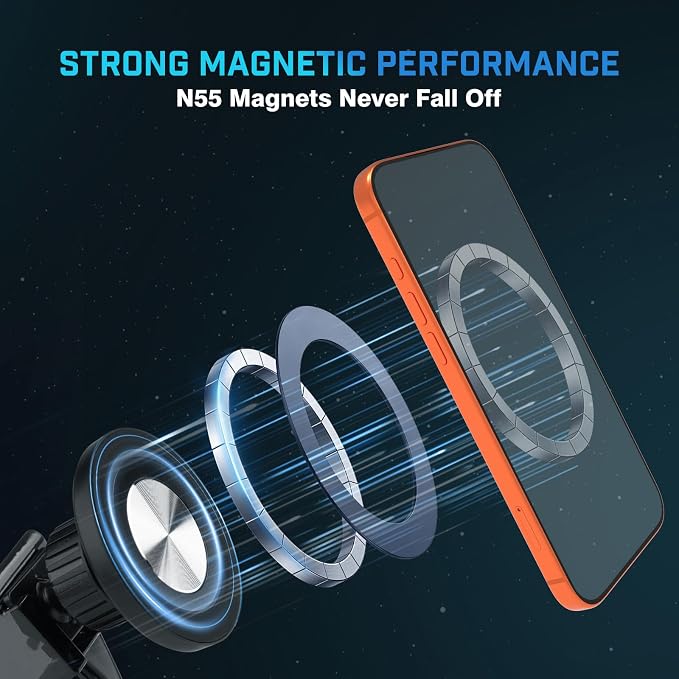 Magnetic Car Cell Phone Holder for Honda Civic 2022-2026 Accessories, Civic Phone Mount for 4-7 Inch Phones, Mobile Stand with 2 Options iPhone Mag Safe & Clip-in