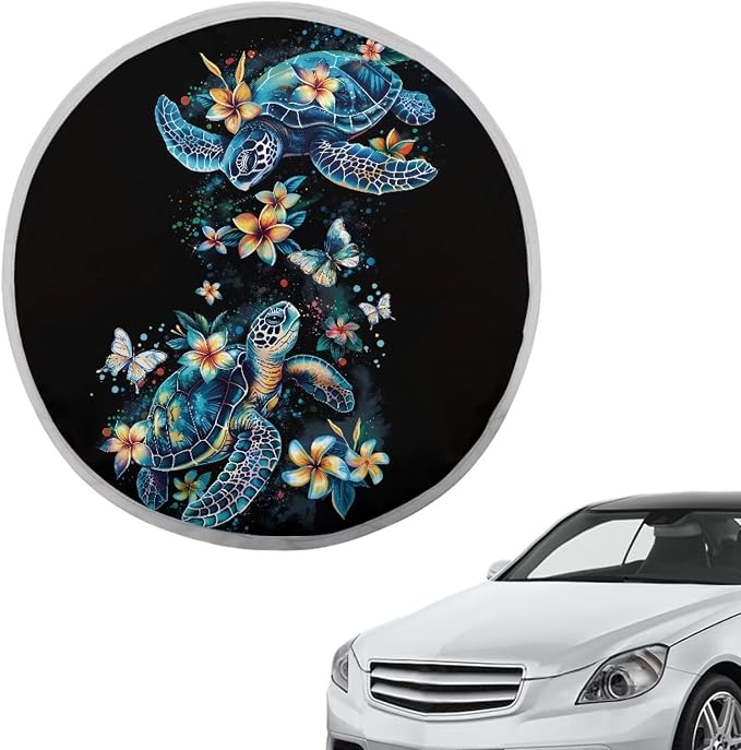 Sea Turtle Steering Wheel Cover Sun Shade 17 inch Universal Anti-Heat Steering Wheel Accessories,Block UV Rays Cool in Summer,Universal Steering Wheel Sunshade for Cars SUV Truck Van