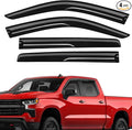 Rain Guards Fit for Chevy Silverado/GMC Sierra 1500 Crew Cab 2019-2026, Tape-on Durable Side Window Wind Deflectors & Visors 2019-2026 Silverado/Sierra 2500HD 3500HD Crew Cab Rain Guard Black 4 PCS