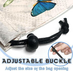 Car Trash Bag Hanging Back of Seat Waterproof Small Cute Printed One-Handed Strap Drawstring Garbage Bags for Car-Butterfly Wildflower