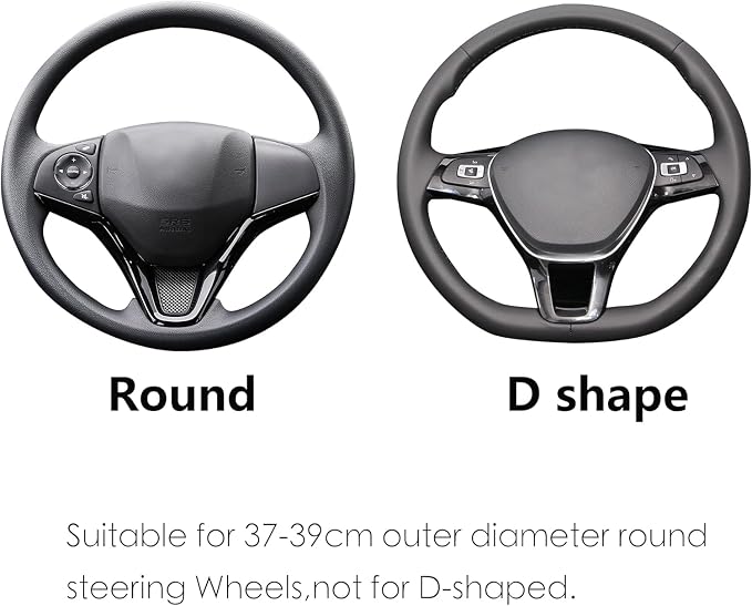 Black Leather Steering Wheel Cover Fiber Strip Car Steering Wheel Cover Universal 15 inch for Men