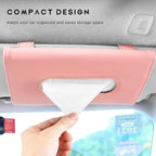 Car Tissue Holder, Auto Sun Visor Napkin Holder Hanging Paper Towel Dispenser with Tissue Refill, Premium Leather Napkin Case Mask Organizer for Backseat & Visor, Car Accessories (Pink)