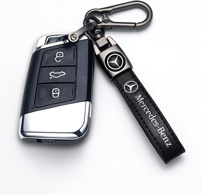 Car Tire Valve Stem Caps and Car Keychain Combo Compatible with Mercedes Benz C E S M Serie CLK GLK GL AB AMG GLS GLE AMG Keyring for Men and Women Family Present Car Accessories