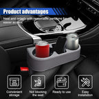 Car Cup Holder, PU Leather Cover Auto Front Seat Organizer, Grey | Multifunctional Cup Drink Holder, Gap Filler Coin Bucket Storage Box, Console Side Pocket, Cell Mobile Phone Holder