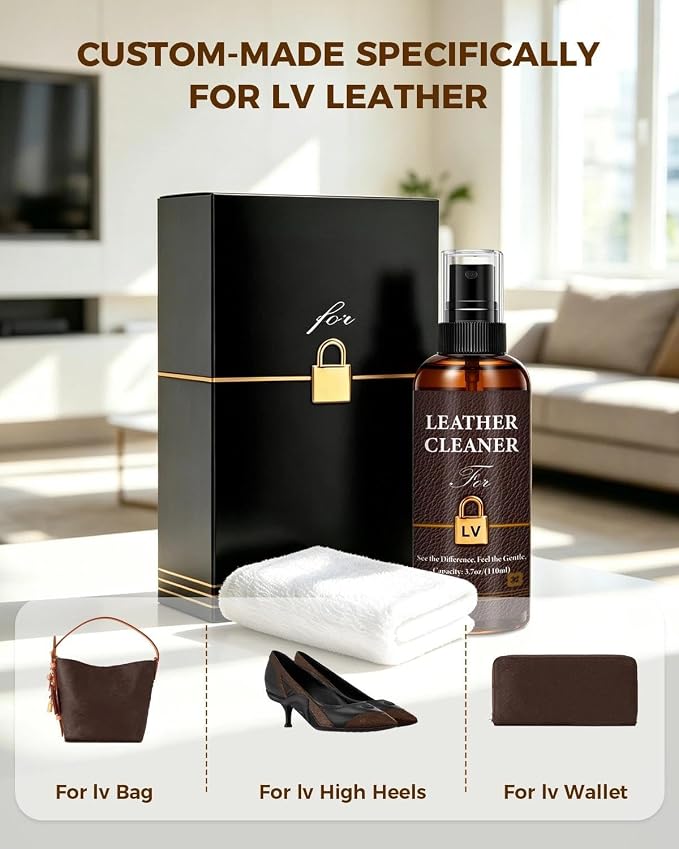 Leather Cleaner Set for Louis Vuitton, Powerful Stain Removal with Gentle Care, Cleaning Kit for LV Handbags, Wallets, Purses and Other Luxury Bags