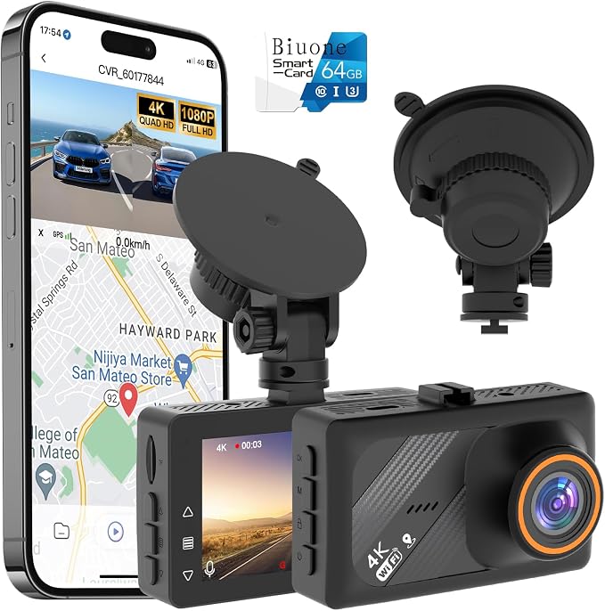 4K Dash Cam Front with AI(ADAS), Dash Camera for Cars Built-in 5.8G WiFi GPS, 3.2" IPS Screen Dash Cam with 24H Parking Monitor, G-Sensor,Night Vision,Loop Recording