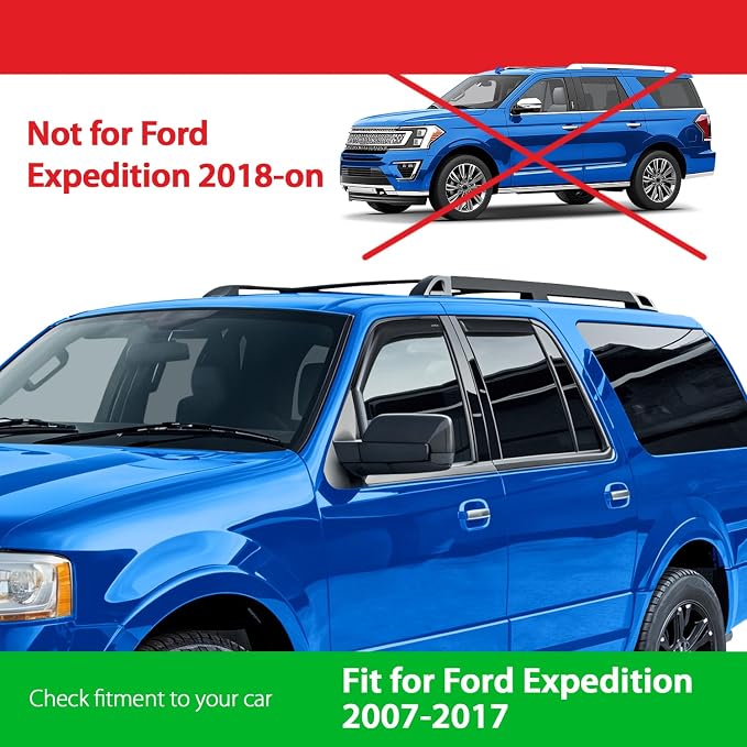 Goodyear Shatterproof in-Channel Window Deflectors for Ford Expedition 2007-2017, Rain Guards, Window Visors for Cars, Vent Deflector, Car Accessories, 4 pcs - GY008141