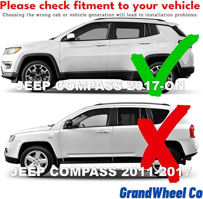 Window Deflectors Smoke Tinted Tape-On Side Window Vent Visor Deflectors Rain Guards Compatible with Compass 2017-2026 - 4pcs. GW0016