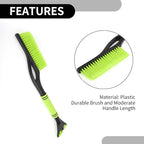 1pc 60x11cm Universal Car Ice Scraper Brush with Broom - SUV Snow Frost Remover for Car Truck RV Windscreen Side Window Anti Crash - Plastic Green Snow Shoveling Defrost Clearing