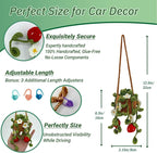 Crochet Hanging Plant for Car,Car Decorations Interior,Plant Aesthetic Car Accessories for Women Interior Cute,Car Ornaments Charms for Rear View Mirror,Boho Car Decoration Gifts