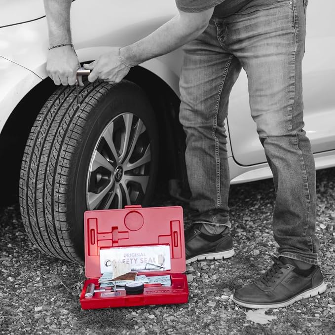 Safety Seal KAPC30 Tire Repair Kit for Cars & Light Trucks – Deluxe Combo Plug Repair System with 4” Plugs, Professional Tools, Roadside Emergency Use