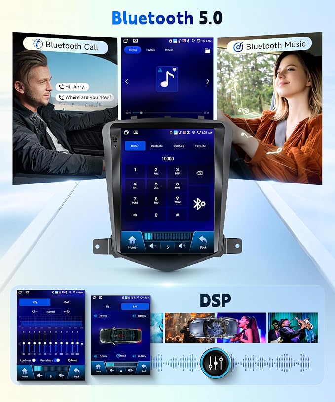 4Core 4G+64G Android 15 Car Radio for Chevy Cruze 2009-2015 Stereo with Wireless Carplay Android Auto,5.0 Bluetooth 32EQ,9.7 inch IPS Touch Screen,FM/RDS GPS WiFi AHD Backup Camera