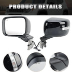 Driver Side Mirror Compatible with Jeep Renegade 2015-2023 Power Glass Heated with Turn Signal Indicator Blind Spot Detection Manual Folding Bright Black Left Door Mirrors (7＋1 Pins)
