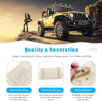 Car Sun Visor Organizer, Leather Personal Belonging Storage Pouch with Zipper, Car Visor Storage Pouch Sunglasses Holder, Auto Interior Accessories Pocket Organizers (Beige)