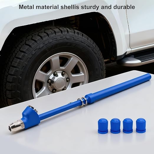Semi Truck Tire Pressure Gauge,Dual Head Tire Gauge for Tires Pressure Range 150 PSI/10 Bar, Air Pressure Gauge with 4 Caps for Semi Truck, RV, Car, Motorcycle