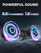 ATV Speaker 8 Inch Bluetooth-connectivity ATV UTV Sound Bar w/ 20 RGB Light Modes, 2X Full Range Speakers 2X Tweeters Boat Sound System Compatible with Polaris Sportman Fourtrax Can Am